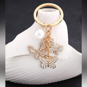 Elegant Gold Butterfly Charm Keychain